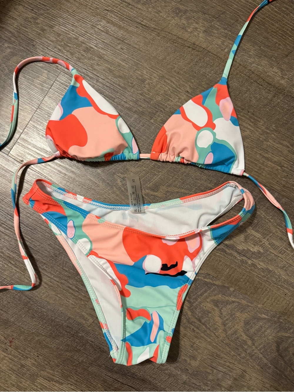 Colorful Abstract Print Triangle Bikini